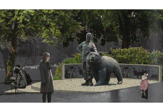 Niedźwiedź Wojtek stanął w Edynburgu na polskim granicie